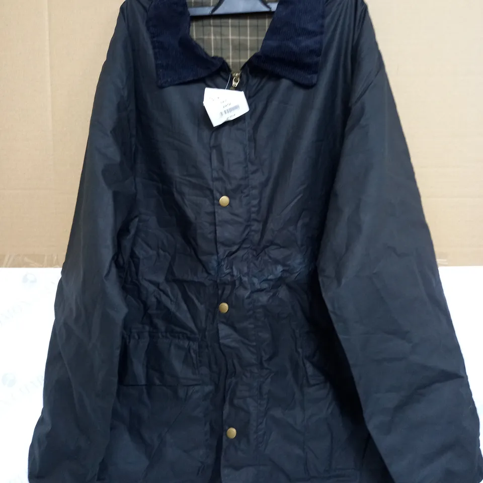 RYDALE CAWOOD LINED WAX JACKET IN NAVY - LARGE