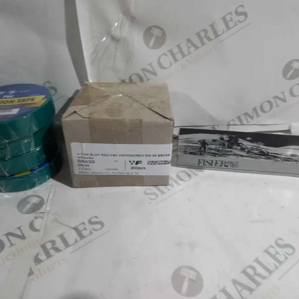 APPROX 20 HOUSEHOLD ITEMS TO INCLUDE INSULATION TAPE, WOOD SCREWS, SPACE PEN