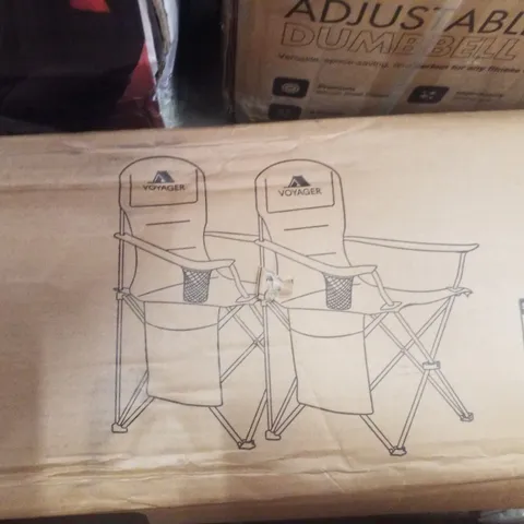 BOXED VOYAGER 2PK CAMPING CHAIR WITH POUCH - BLACK