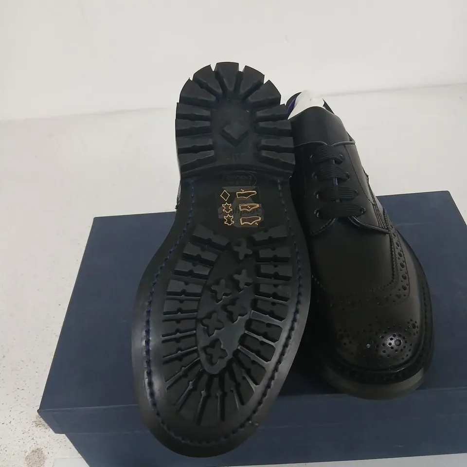 TRICKER'S X BURBERRY DERBY SHOES – BLACK LEATHER, RUBBER SOLE, BOXED WITH BURBERRY POUCH