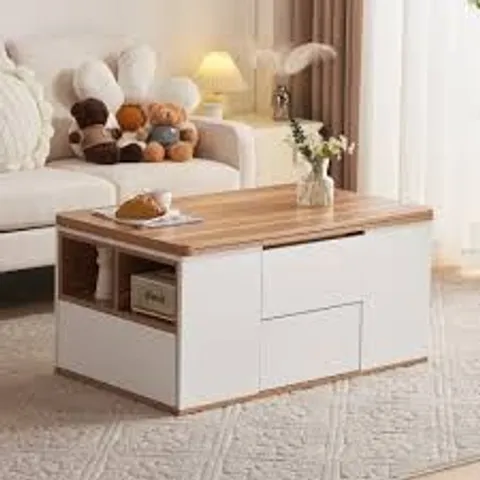BOXED ASSAL LIFT TOP EXTENDABLE FRAME COFFEE TABLE WITH STORAGE - WHITE (2 BOXES)