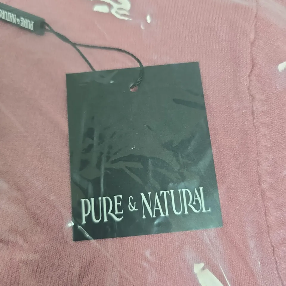 PURE & NATURAL LADIES CREW NECK CARDIGAN – DUSTY PINK, UK SIZE 14 (STYLE VLK16044)