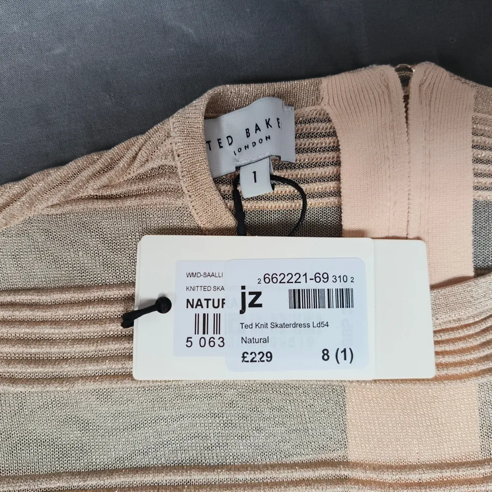 TED BAKER KNIT SKATERDRESS IN NATURAL SIZE 8 (1)