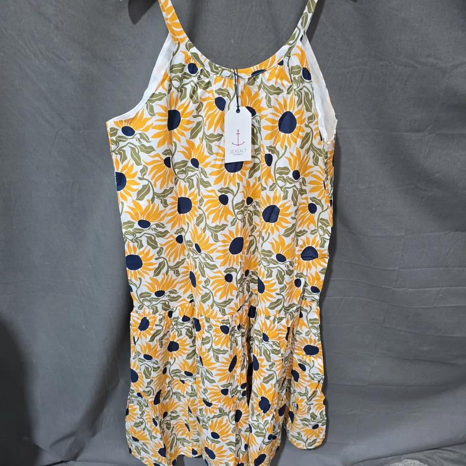 SEASALT ALBA DRESS – BOLD SUNFLOWER DAYLILY, PETITE, UK 16 (US 12, EUR 44)