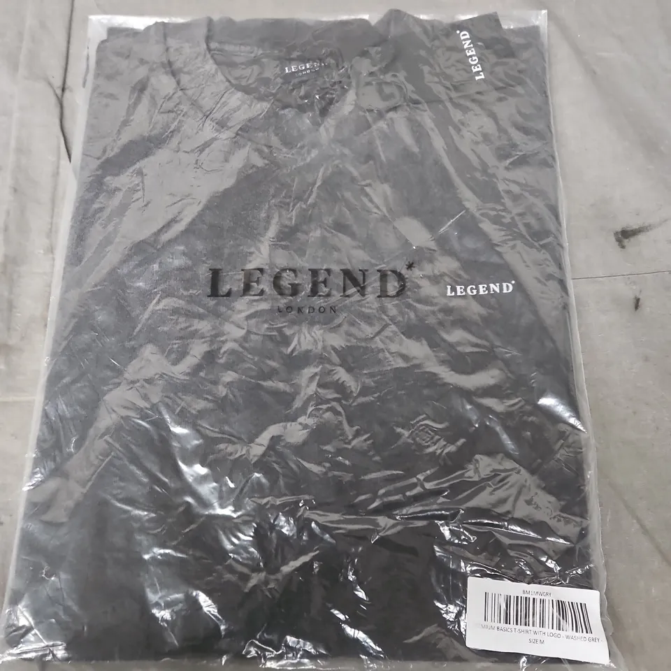 LEGEND LONDON PREMIUM BASICS T-SHIRT WITH LOGO – WASHED GREY – SIZE M
