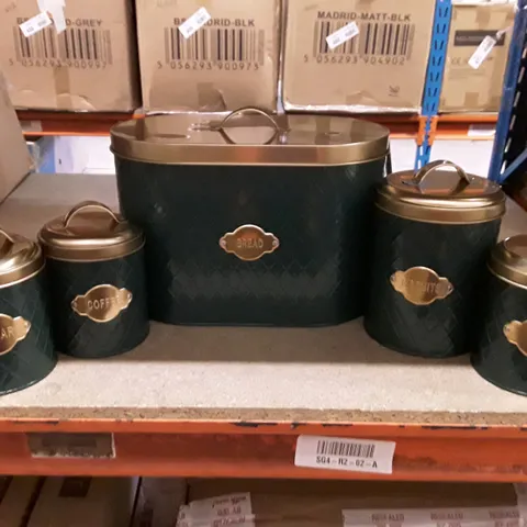 BOXED 5 EMBOSSED DIAMOND HEXAGONAL KITCHEN COUNTERTOP CANISTERS