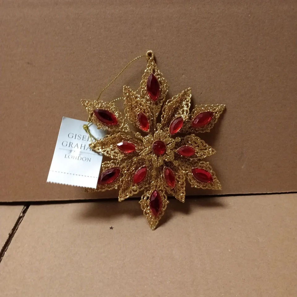 LOT OF 12 AS NEW GISELLA GRAHAM DECORATIVE STAR HANGING TREE DECORATIONS IN GOLD