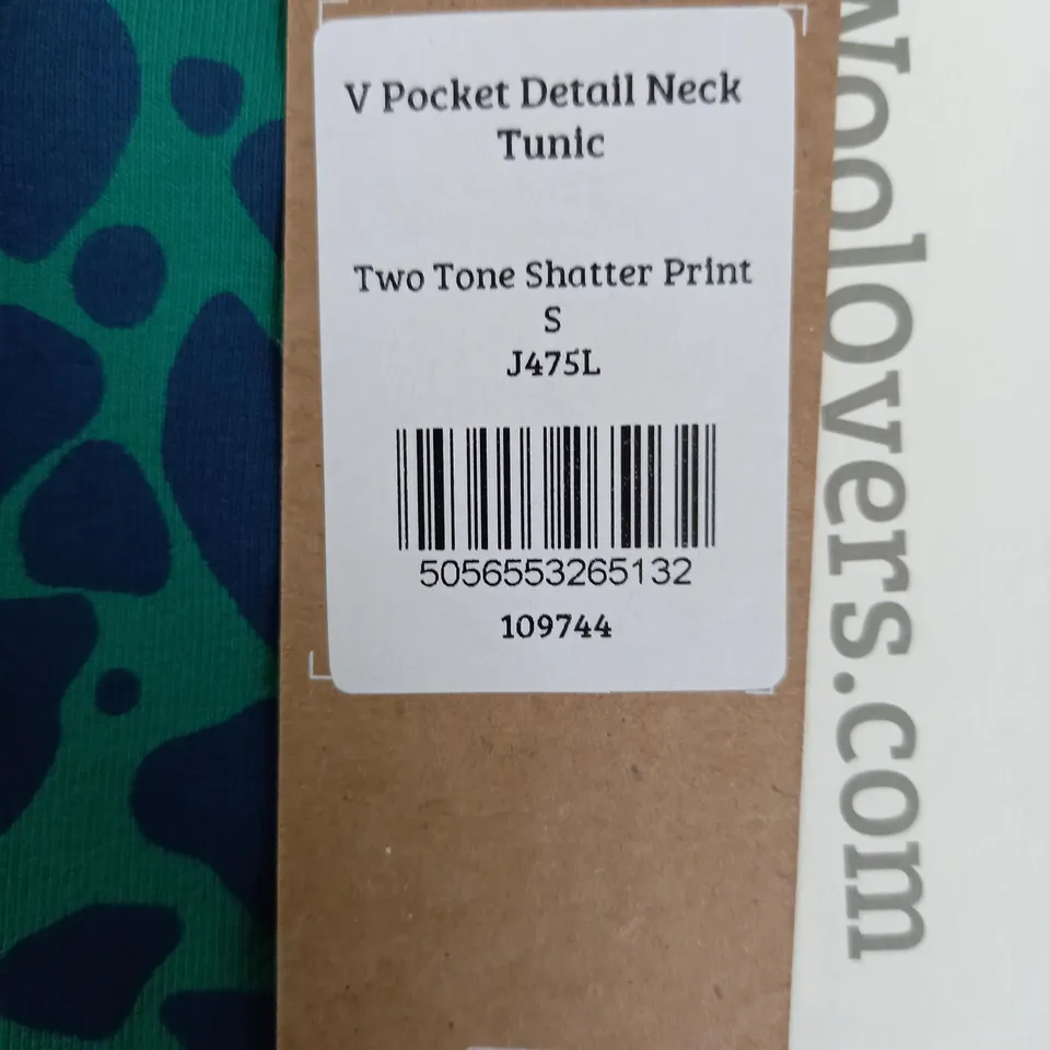 WOOLOVERS V POCKET DETAIL NECK TUNIC IN TWO TONE SHATTER PRINT - S 