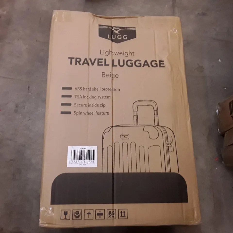 BOXED LUGG JET LIGHT WEIGHT TRAVEL LUGGAGE SUITCASE- BEIGE