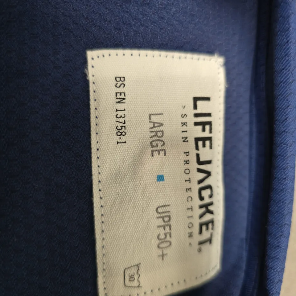 BLUE LIFE JACKET, SIZE LARGE-SUN PROTECTOR 