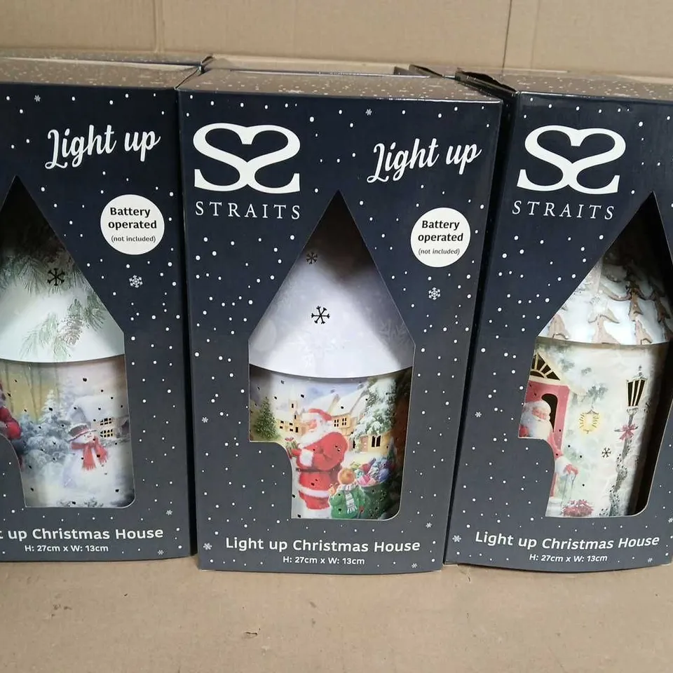 lot of 6 light up christmas houses 