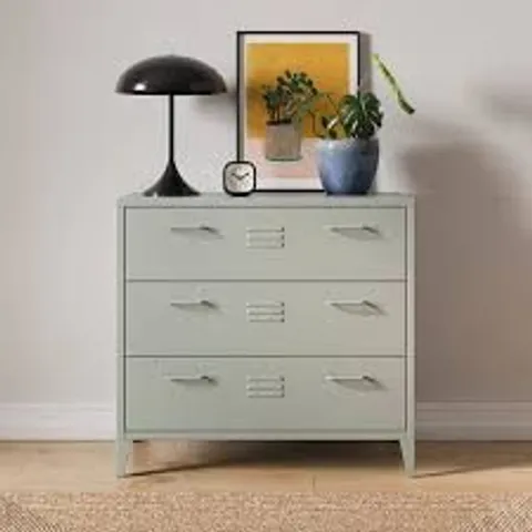 BOXED HELGA METAL 3 DRAWER CHEST - SAGE (1 BOX)