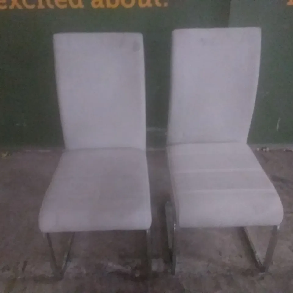 SET OF 2 PERTH GREY VELVET DINING CHAIRS WITH CHROME LEGS