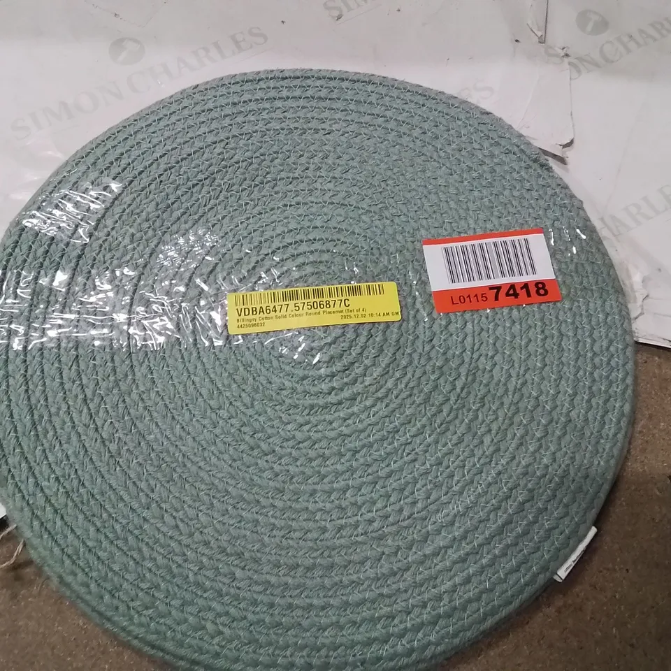 BILLINGSY COTTON SOLID COLOUR ROUND PLACEMATS SET OF 4
