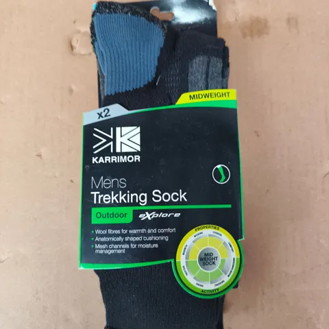 KARRIMOR MEN'S TREKKING SOCKS IN BLACK (2-PACK) SIZE UK 7-11