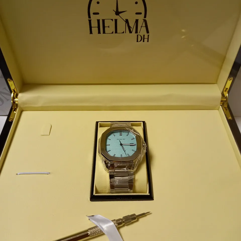 HELMA DH BLUE AUTOMATIC STAINLESS STEEL STRAP WRISTWATCH RRP £800