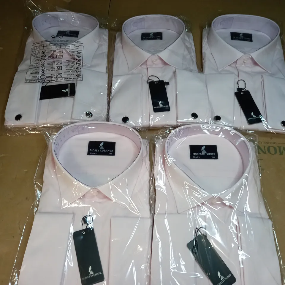 MOSES KUSHNER LOT OF 5 LONG SLEEVE SLIM FIT BUTTONED LIGHT PINK SHIRTS - XXL