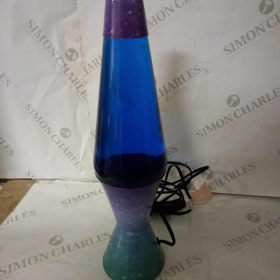 LAVA LAMP 17 INCH CERAMIC DIP GLAZE, BLUE/PURPLE