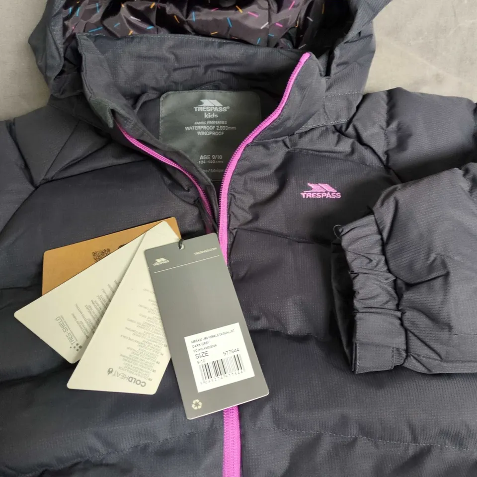 TRESPASS AMIRA 20 MD GIRLS CASUAL JACKET IN DARK GREY - 9/10 YRS 134-140CM