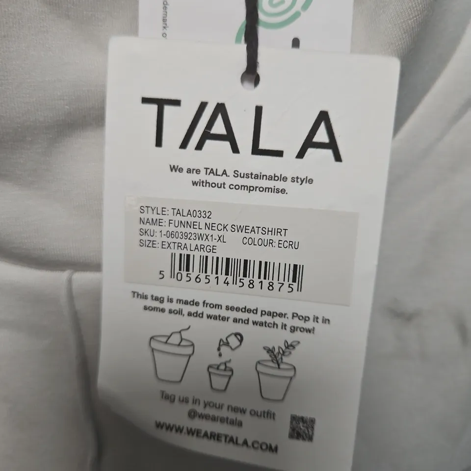 TALA FUNNEL NECK SWEATSHIRT IN ECRU - XL