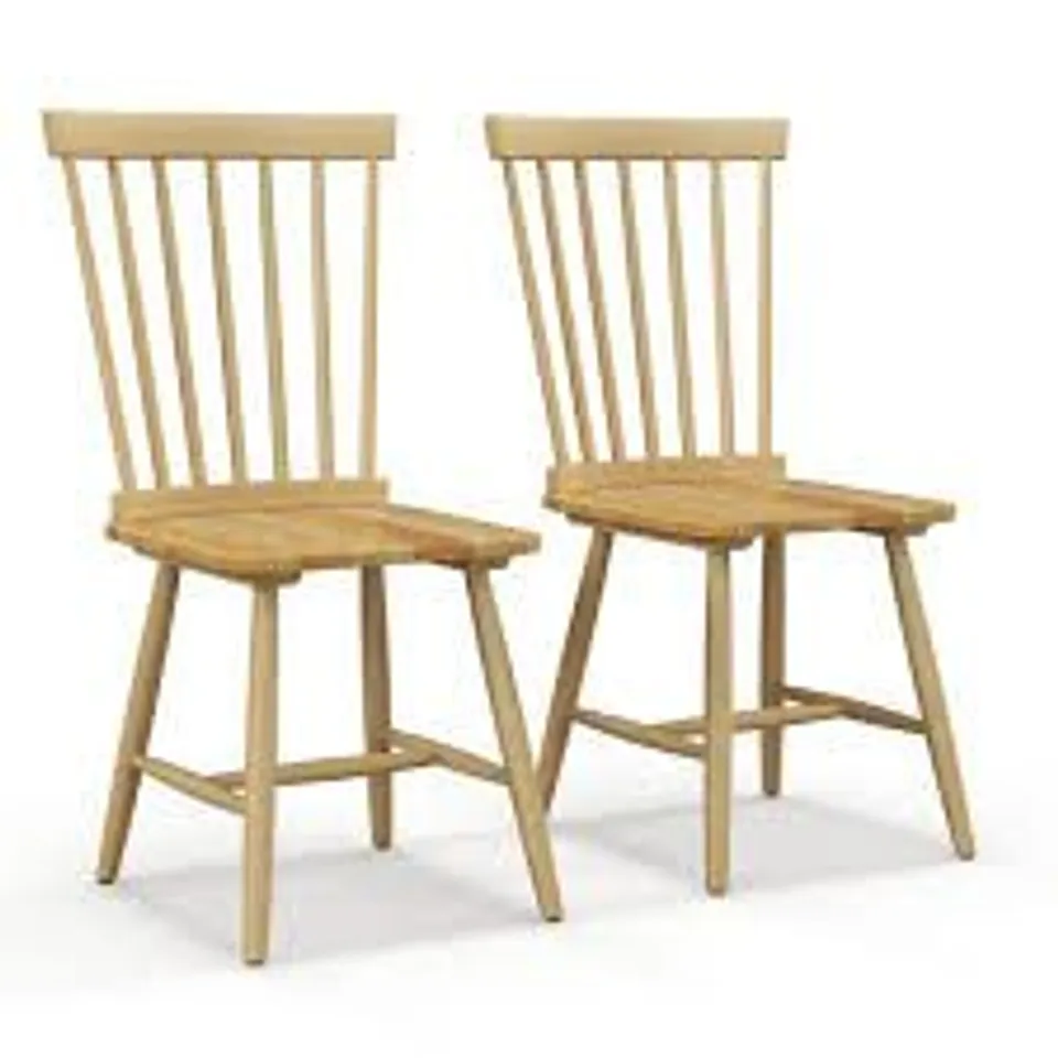 BOXED COSTWAY SET OF 2 NATURAL WINDSOR DINING CHAIRS