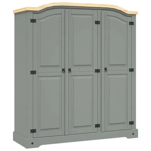 BOXED LONEPINE 3 DOOR WARDROBE - GREY (3 BOXES)