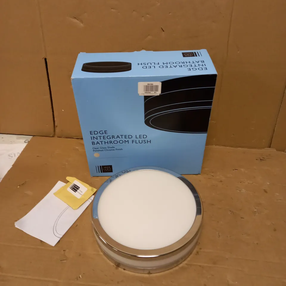 BOXED JOHN LEWIS EDGE INTERGRATED LED BATHROOM FLUSH SHADE