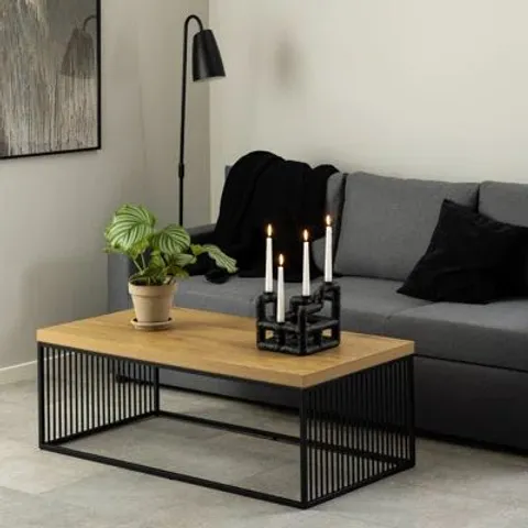 BOXED STRINGTON COFFEE TABLE IN BLACK AND OAK (1 BOX)