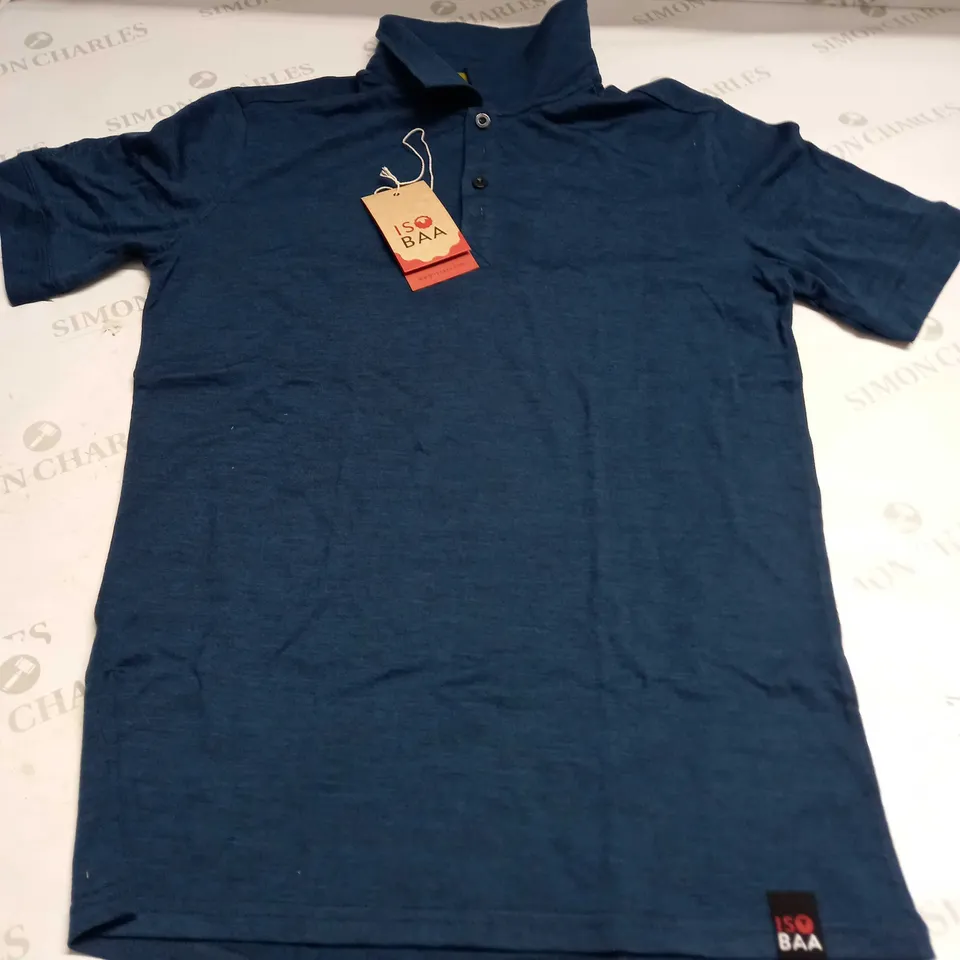 ISOBAA MENS 180 MERINO POLO SHIRT IN DARK BLUE - LARGE
