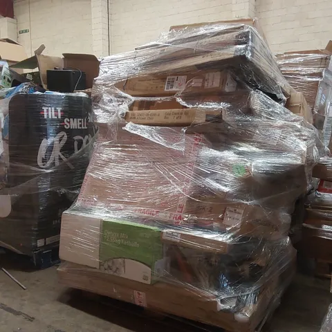 PALLET CONTAINING VARIOUS ASSORTED ITEMS TO INCLUDE: STORAGE CABINET, FURNITURE PARTS, DELUXE MIX FAT BALLS (BIRD FOOD) ECT