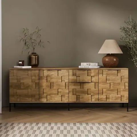 BOXED WATSON EXTRA WIDE SIDEBOARD, WOOD EFFECT - LIGHT MANGO WOOD EFFECT (2 BOXES)