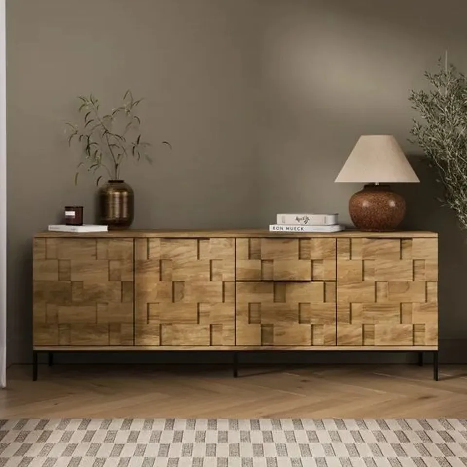 BOXED WATSON EXTRA WIDE SIDEBOARD, WOOD EFFECT - LIGHT MANGO WOOD EFFECT (2 BOXES)