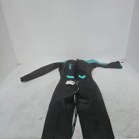 NABAIJI WOMEN'S WETSUIT β LONG-SLEEVE NEOPRENE, BLACK WITH TEAL ACCENTS, UK S