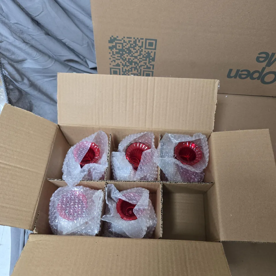 6X GISELA GRAHAM RED CANDLESTICK HOLDERS
