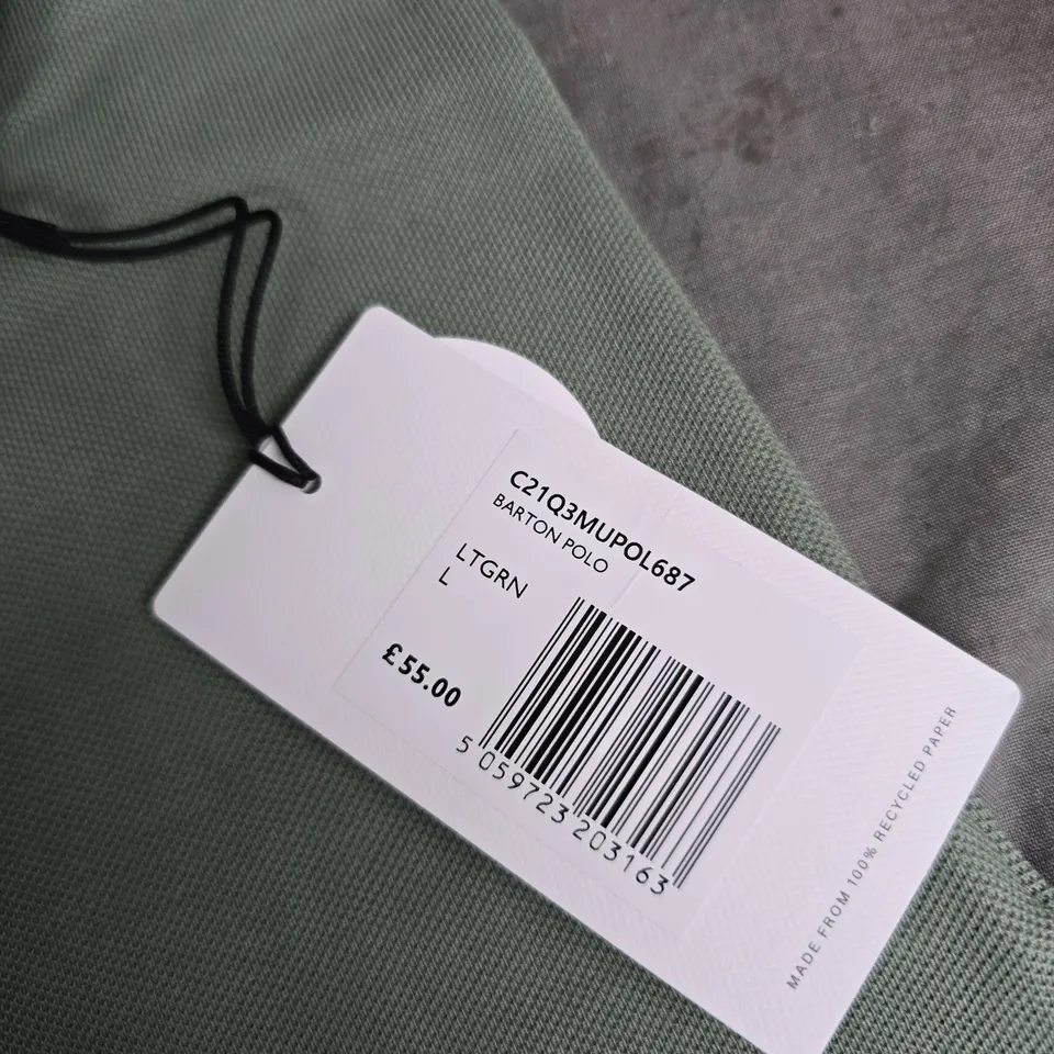 PRETTY GREEN BARTON POLO SHIRT – LIGHT GREEN, MEN'S POLO, SIZE L