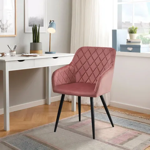 BOXED MOREE SET OF TWO PINK VELVET DINING CHAIRS (1 BOX)