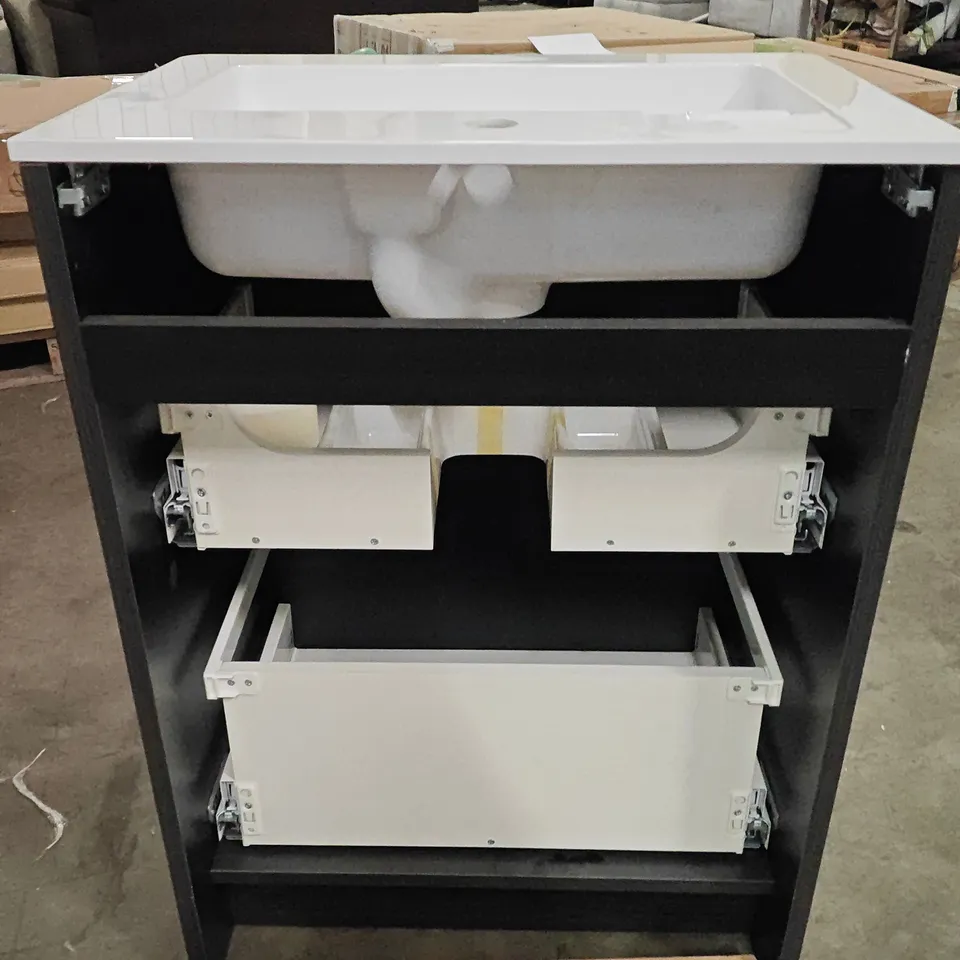 STYLISH FLOORSTANDING 2-DRAWER BATHROOM VANITY UNIT IN HACIENDA BLACK RRP £1520