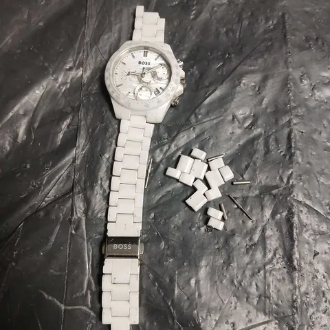 HUGO BOSS WHITE CHRONOGRAPH WATCH WITH EXTRA LINKS