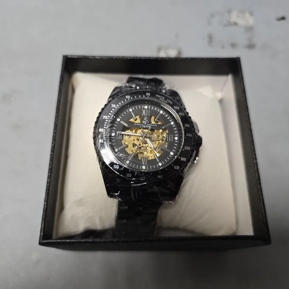 SAMUEL JOSEPH SKELETON MECHANISM BLACK DIAL WATCH