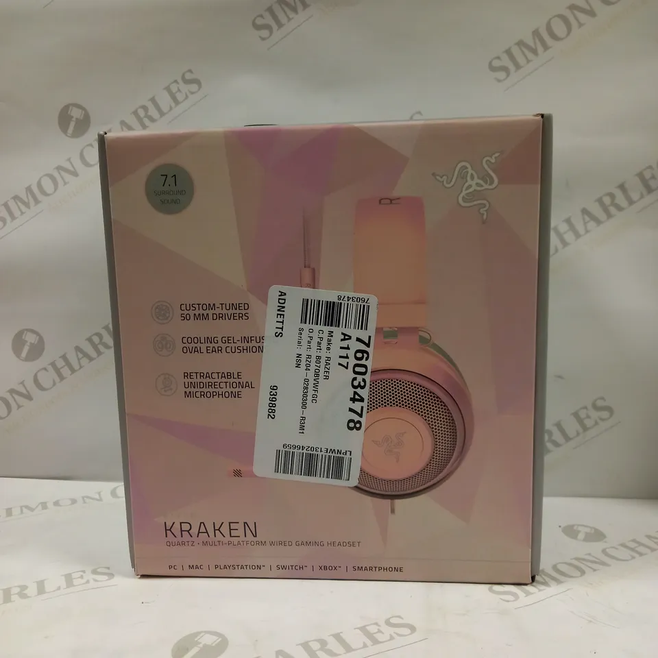 RAZER KRAKEN QUARTZ MULTI-PLATFORM WIRED GAMING HEADSET