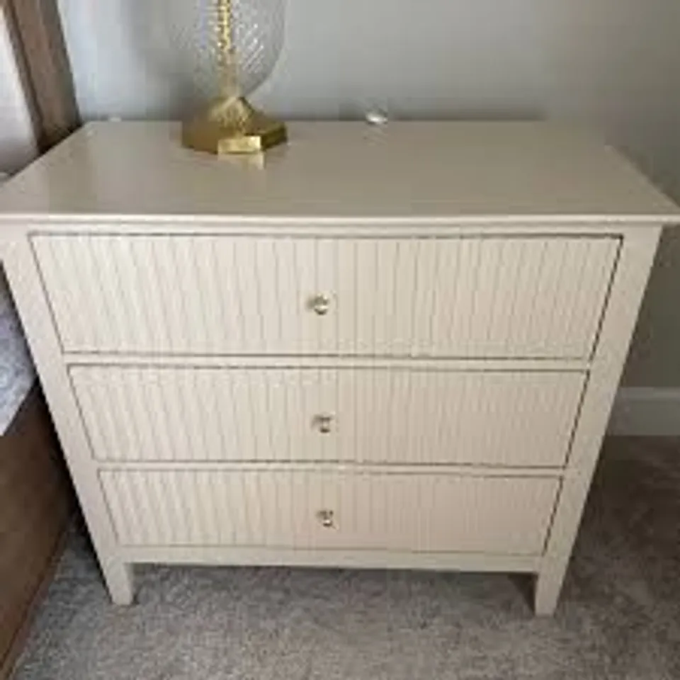 BOXED AMBERRAE 3 DRAWER 81.3cm W DRESSER - BEIGE (1 BOX)