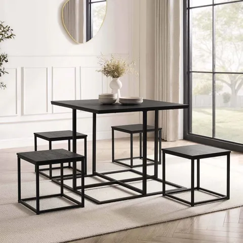 BOXED DUSK POLLY SPACE SAVING DINING TABLE AND CHAIRS - BLACK (1 BOX)
