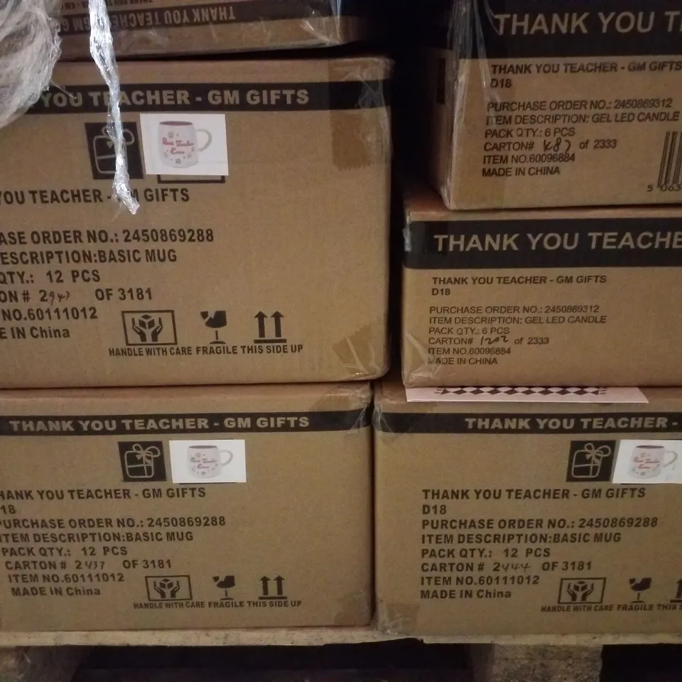 PALLET CONTAINING ASSORTED GIFTS INCLUDING MUGS, CANDLES & VALENTINE PLUSHIES 