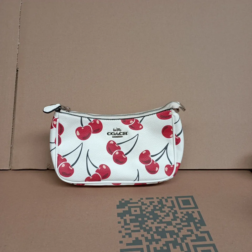 Coach Cherry Print Leather Wristlet – White