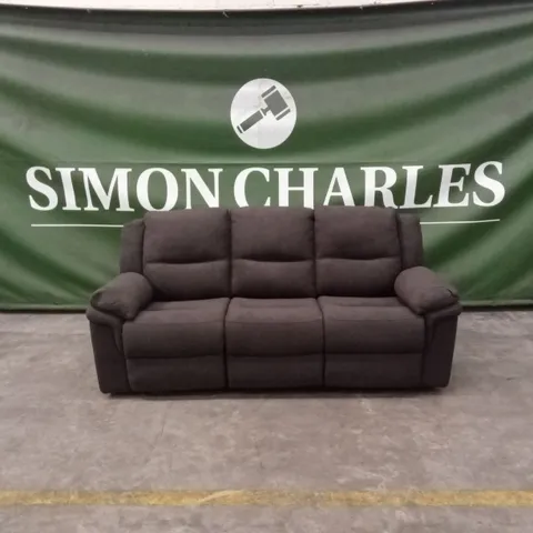 ALBION CHENILLE 3 SEATER HIGH BACK MANUAL RECLINER SOFA - CHARCOAL