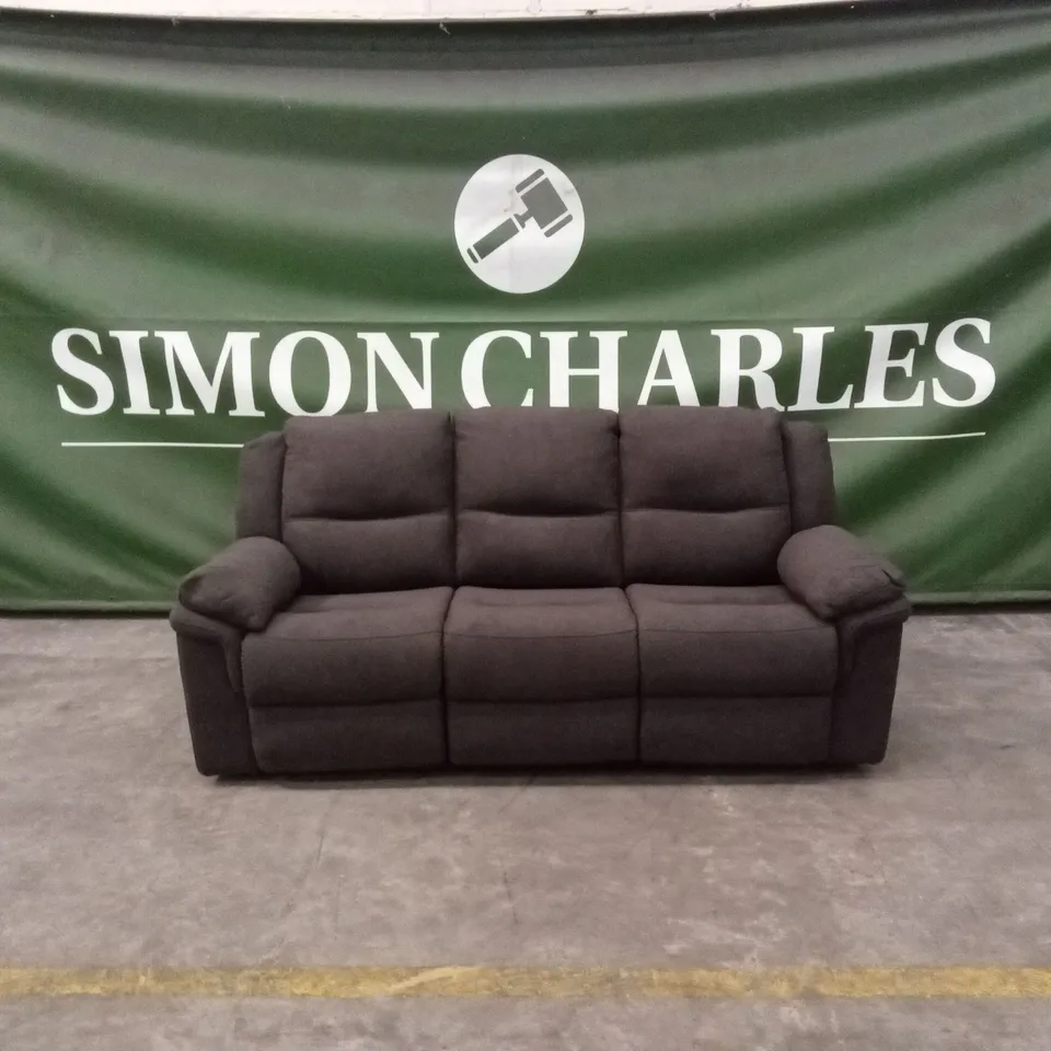 ALBION CHENILLE 3 SEATER HIGH BACK MANUAL RECLINER SOFA - CHARCOAL RRP £679