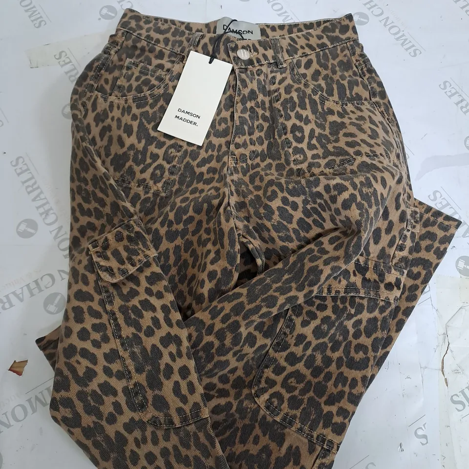 DAMSIN MADDER LEPARD PRINT DEMIN CARGO PANTS - SIZE 8