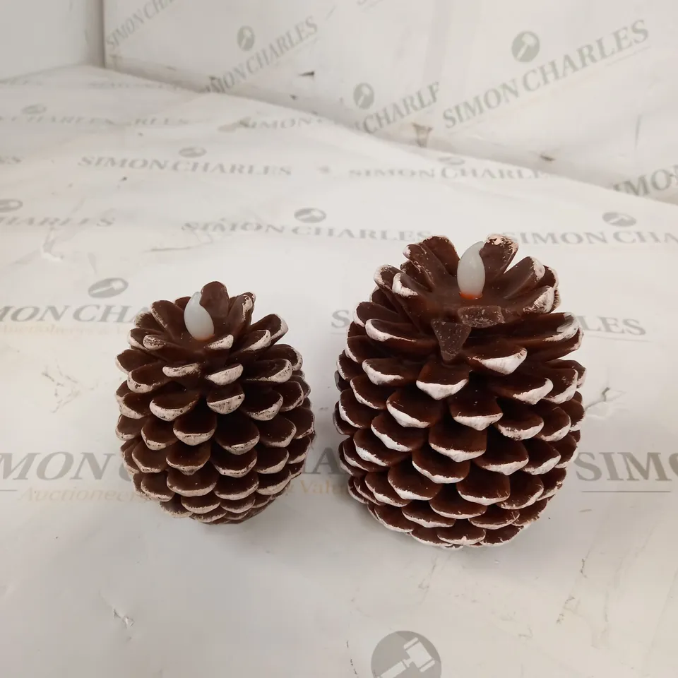 HOME REFLECTIONS SET OF 2 PINECONE FLAMELESS CANDLES