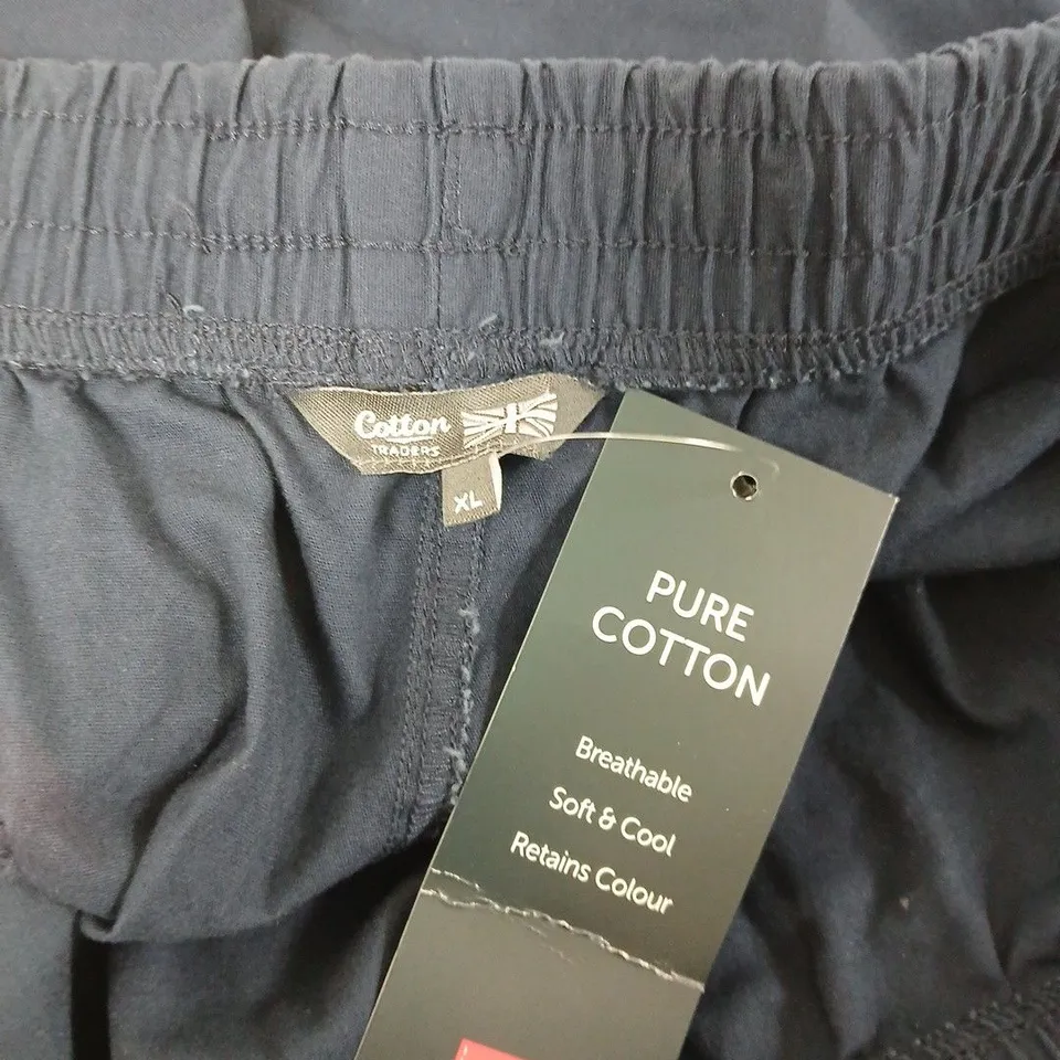 COTTON TRADERS NAVY PURE COTTON JOGGERS WITH DRAWSTRING – UK XL