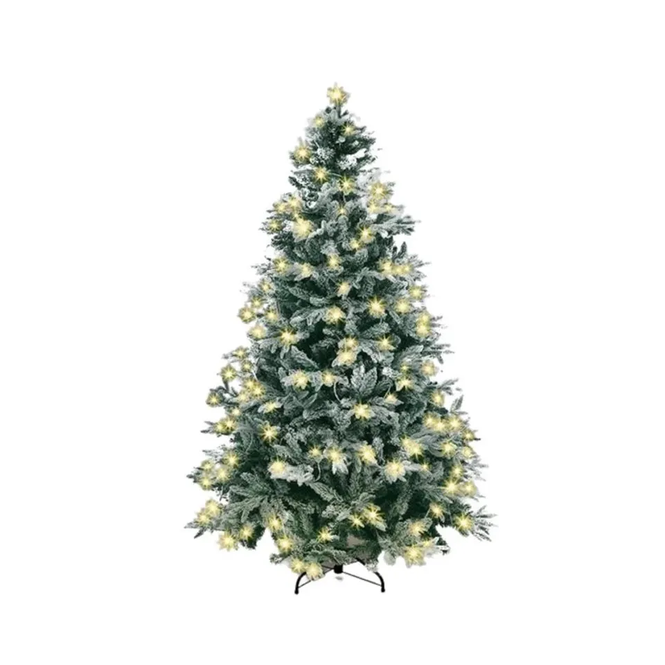 BOXED LIT LAPLAND FIR ARTIFICIAL GREEN CHRISTMAS TREE SNOW FLOCKED (WHITE)